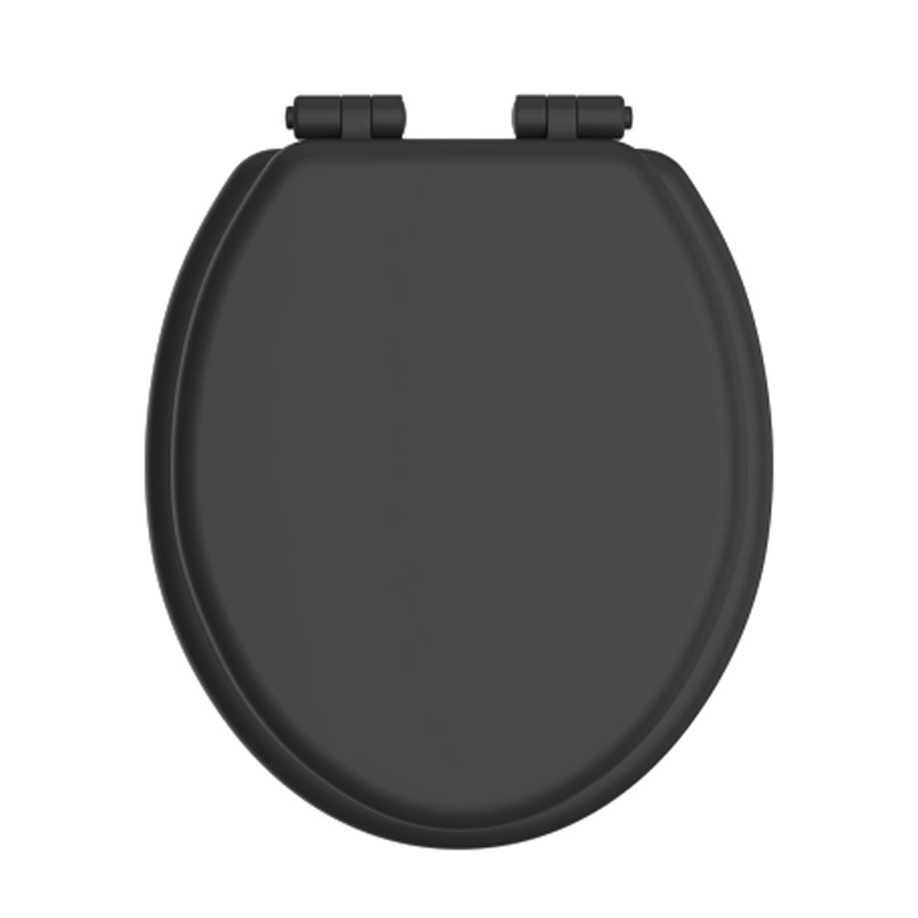 Heritage Black Soft Close Seat With Black Hinges
