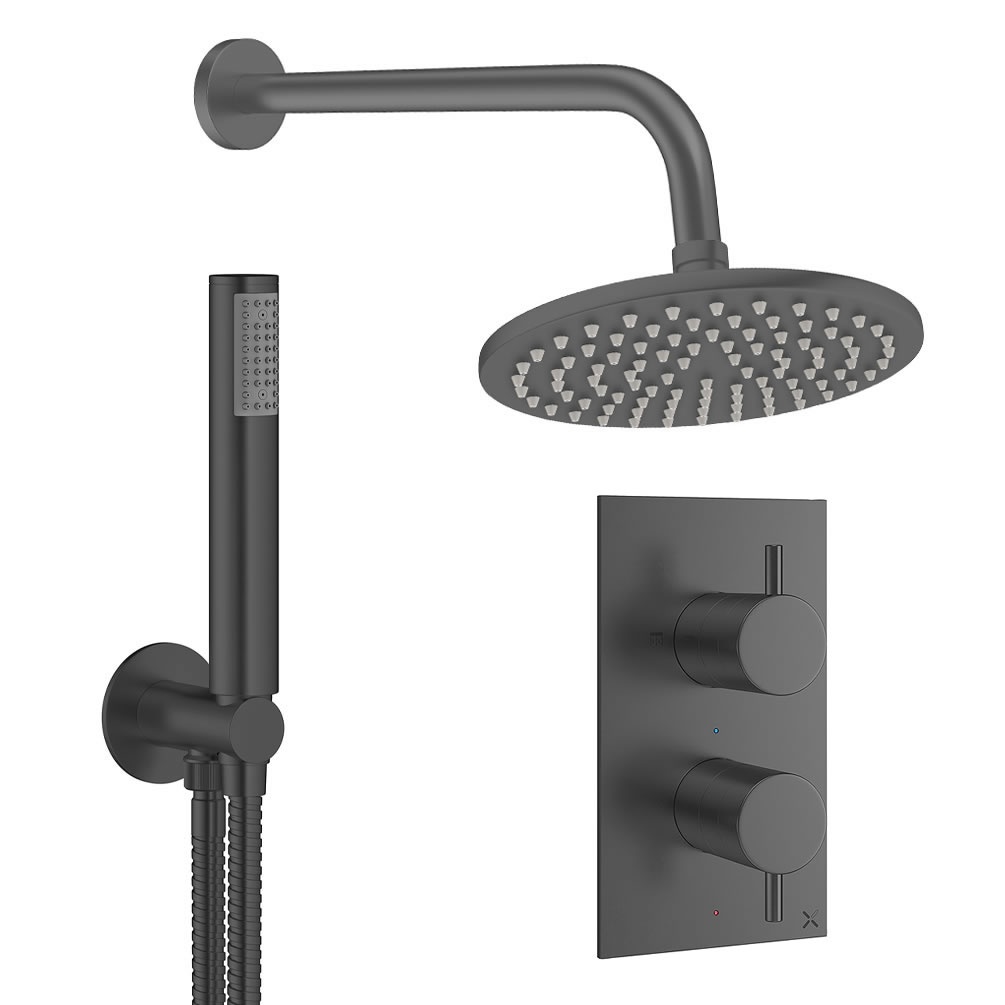 Cutout image of Crosswater Design Slate Dual Outlet Rainfall Shower Set