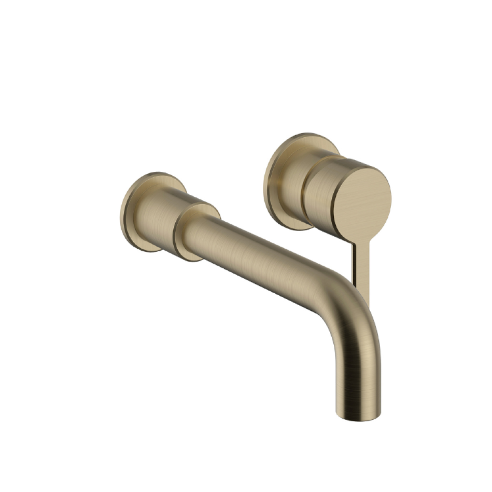 Heritage Dartmouth Brushed Brass Wall Mounted 2 Tap Hole Basin Mixer