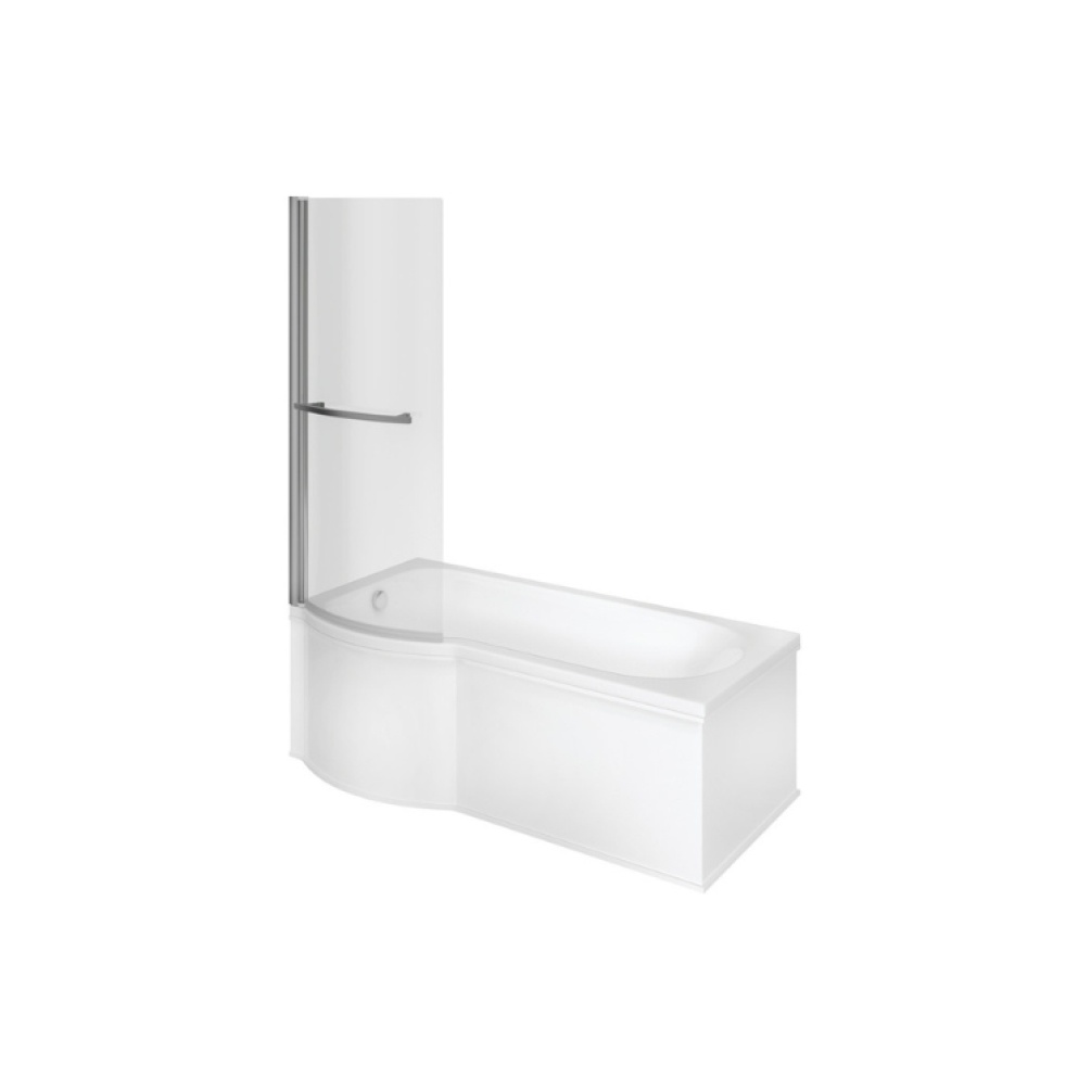 Product Cut out image of left handed Globe P Shaped 1700mm Shower Bath ZERO105608