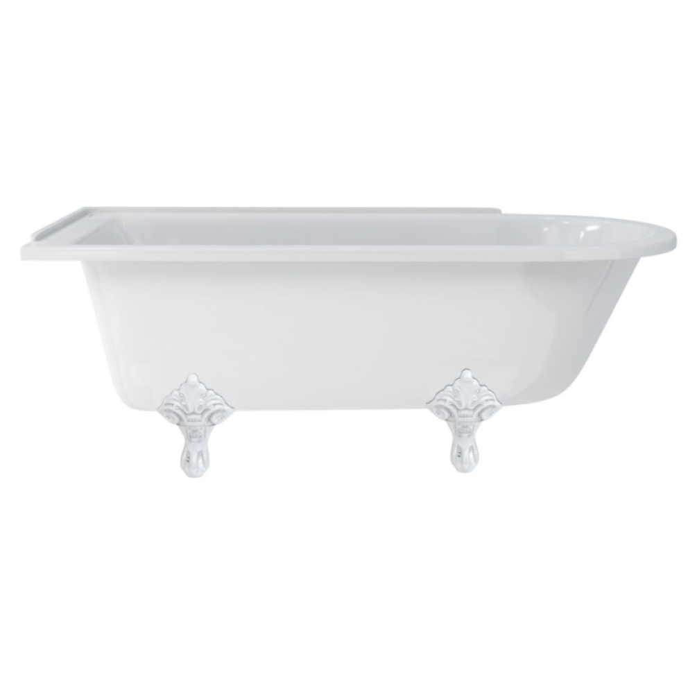 Burlington Hampton 1700mm Left Freestanding Shower Bath With White Traditional Feet