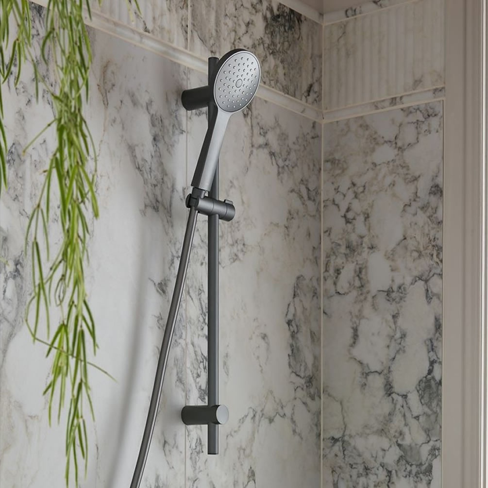 Vado Safari Pewter Single Function Slide Rail Shower Kit - Lifestyle Image