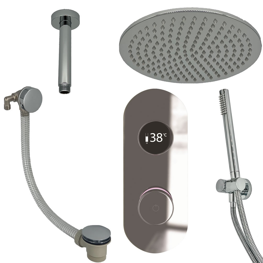 Cutout image of TED TOGO Chrome Triple Outlet Digital Shower Bath Set