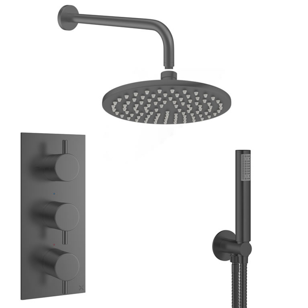 Crosswater MPRO Slate Twin Outlet Three Control Shower Valve Pack