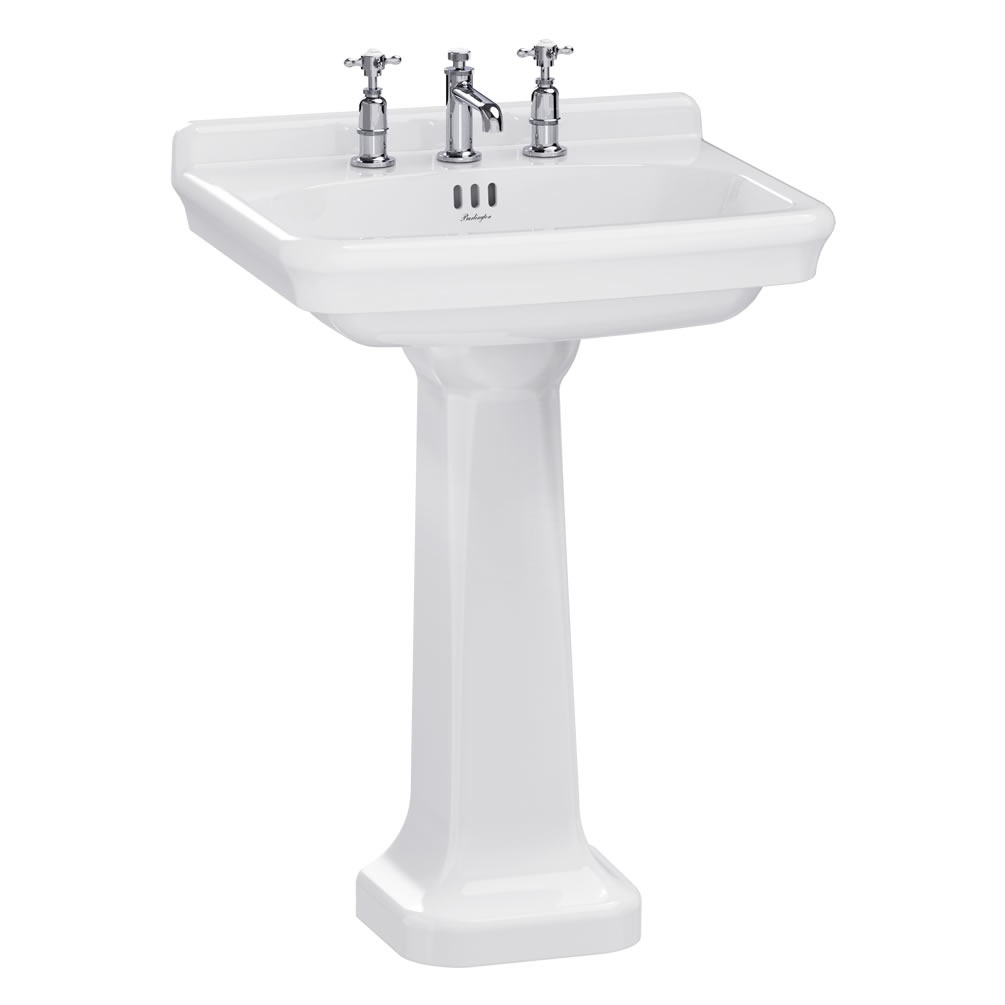 Burlington Guild 620mm Basin & Full Pedestal - 3 Tap Holes