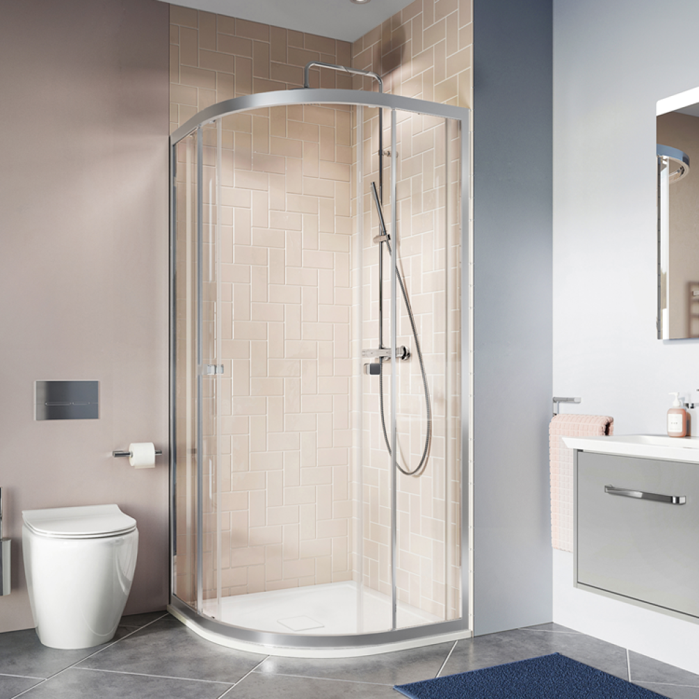 Photo of Crosswater Clear 6 Quadrant Double Door Shower Enclosure Open Doors