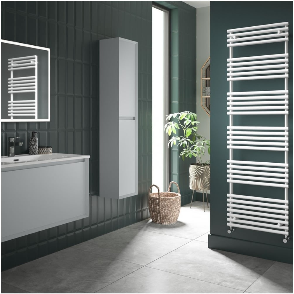 Lifestyle image of Velaro TT Lux Quartz White 1355 x 596mm Towel Radiator