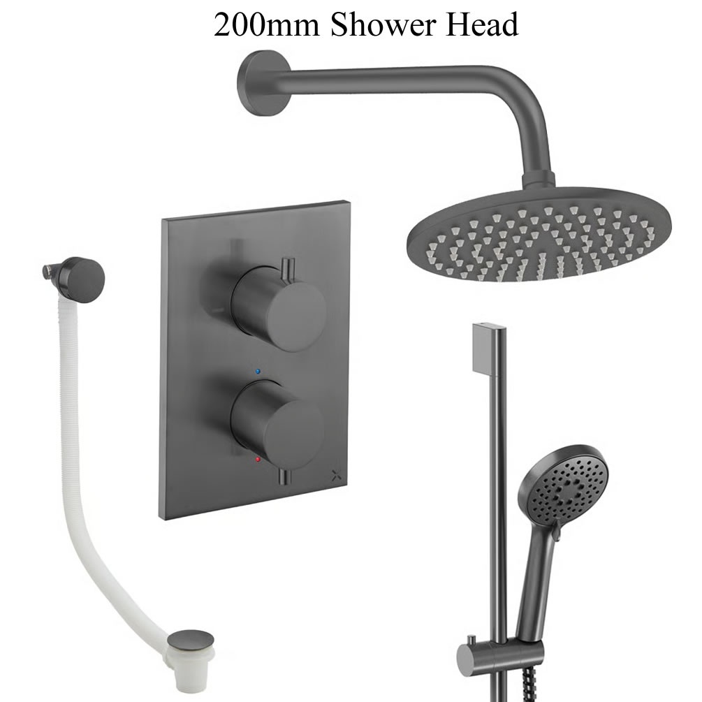 Cutout image of Crosswater Crossbox Slate Triple Outlet Slide Rail Shower Bath Set