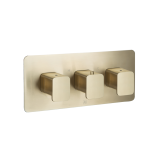 Photo of JTP Hix Brushed Brass Landscape Triple Outlet Shower Valve Cutout