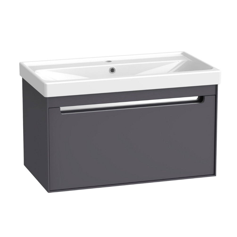 Cut out image of the Tavistock Acumen 800mm Storm Grey Wall-Hung Vanity Unit & Basin