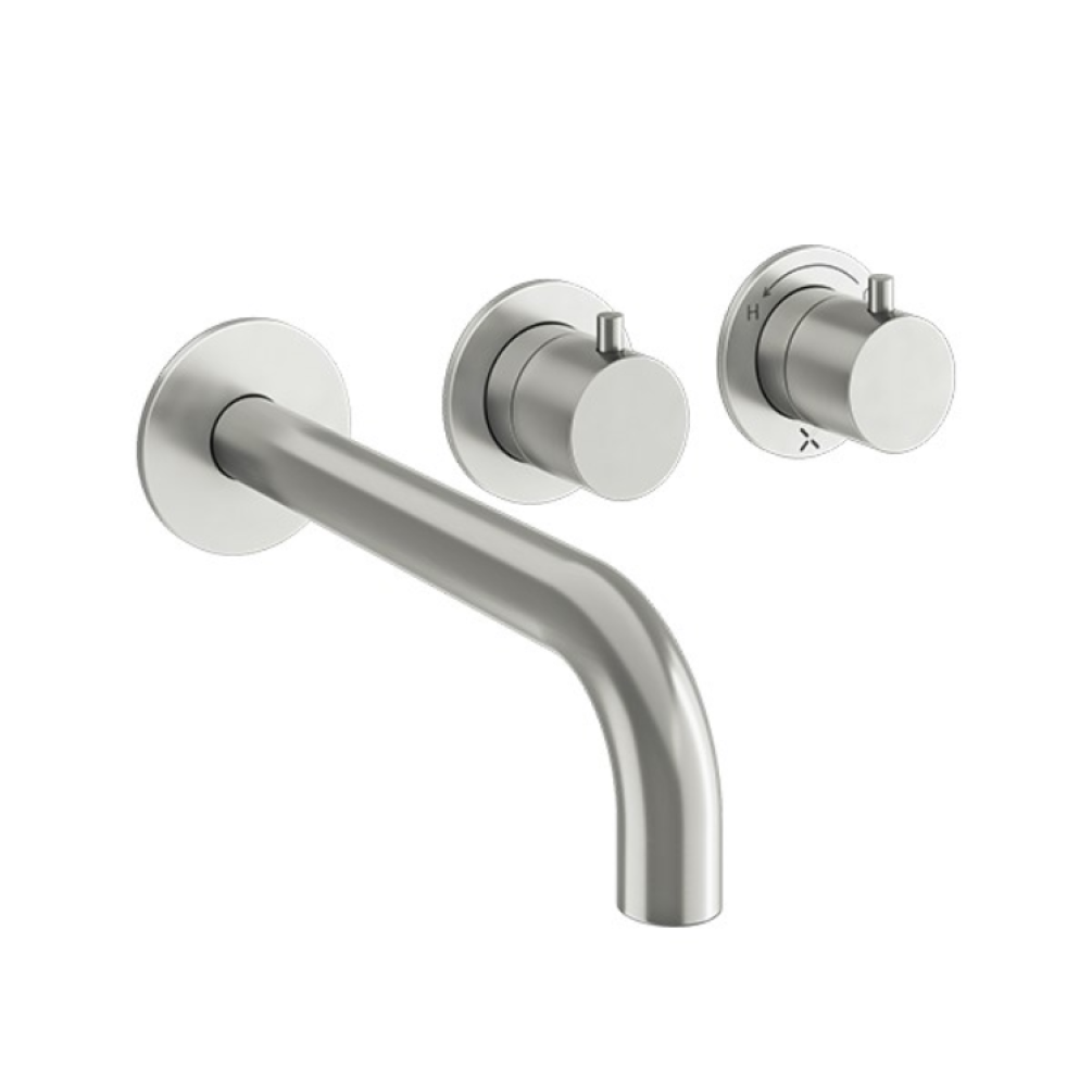 Crosswater Module Brushed Stainless Steel 2 Handle Shower Valve & Bath Spout