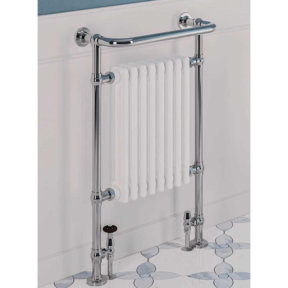 Lifestyle Photo of Eastbrook Isbourne Chrome and White Traditional Radiator