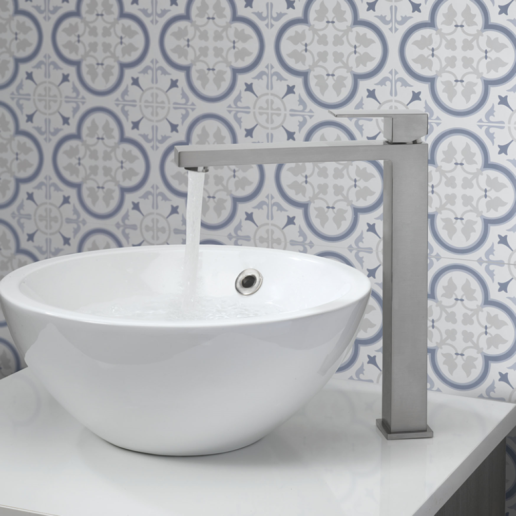 Photo of Crosswater Verge Brushed Stainless Steel Tall Mono Basin Mixer Lifestyle Image