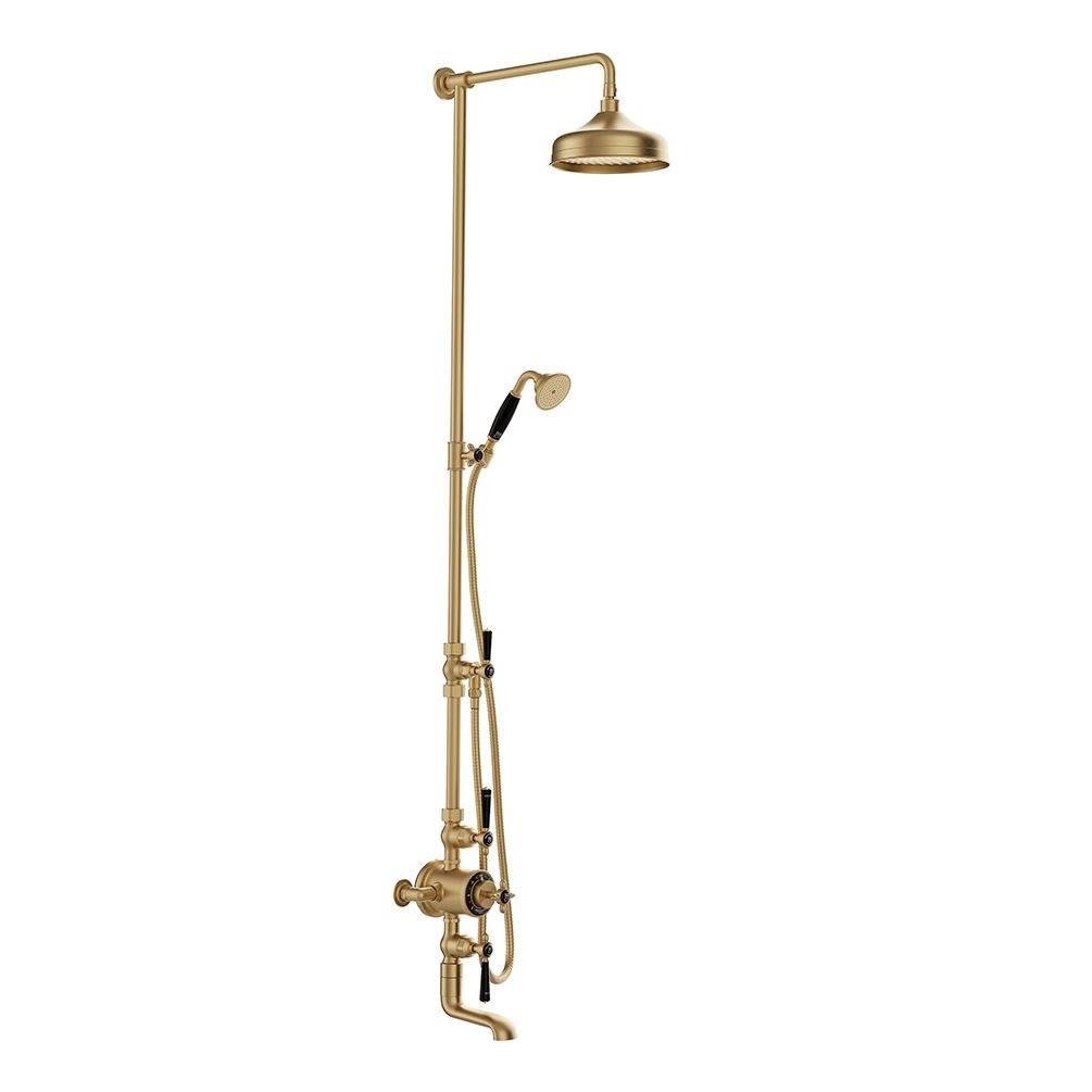 Booth & Co. Axbridge Brushed Brass/Black Three Outlet Exposed Shower Bath Column