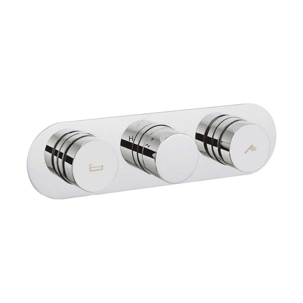 Product Cut out image of the Crosswater Drift Dial Landscape 2 Outlet Thermostatic Bath Shower Valve