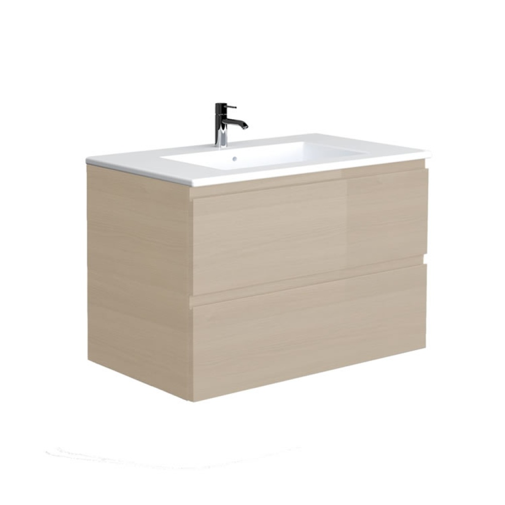 Rak Joy 810mm Oak Wall Hung Unit & Basin - Image 1