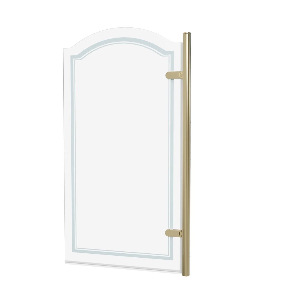 Cutout image of Burlington Classique Gold Curved Hinged Bath Screen right handed