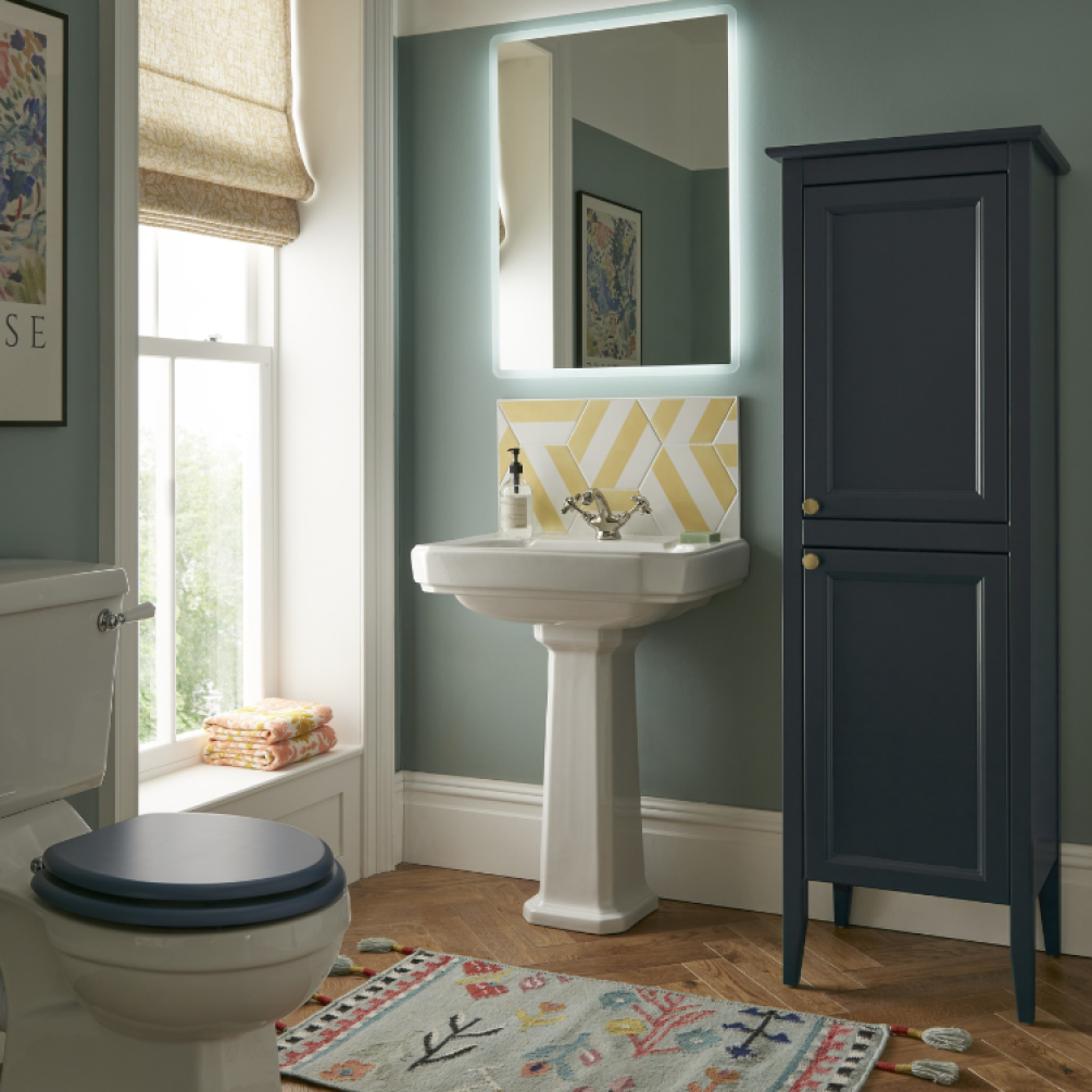Heritage Caversham Maritime Blue Freestanding Tall Boy Unit - Lifestyle