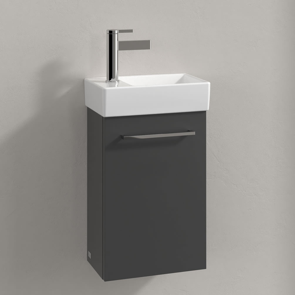 Lifestyle image of Villeroy & Boch Avento Graphite Left-Handed 360mm Wall-Hung Basin Vanity Unit