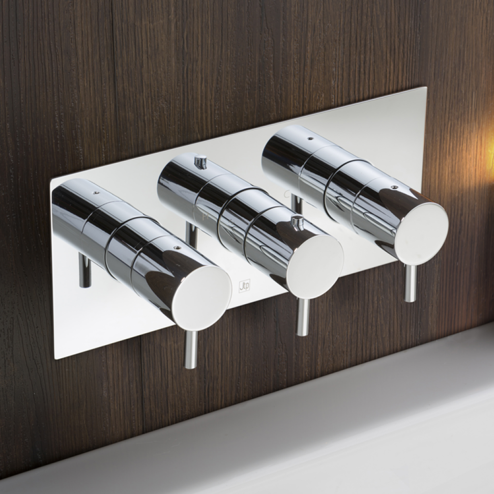 Lifestyle Photo of JTP Vos Chrome Triple Outlet Landscape Thermostatic Shower Valve