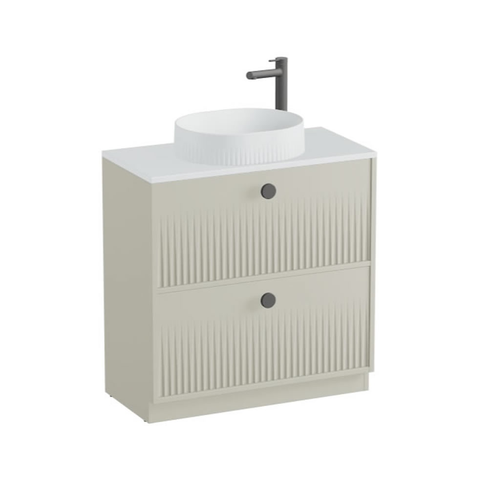 Vado Safari Fluted 800mm Cashmere Floorstanding Vanity Unit & Arctic Worktop