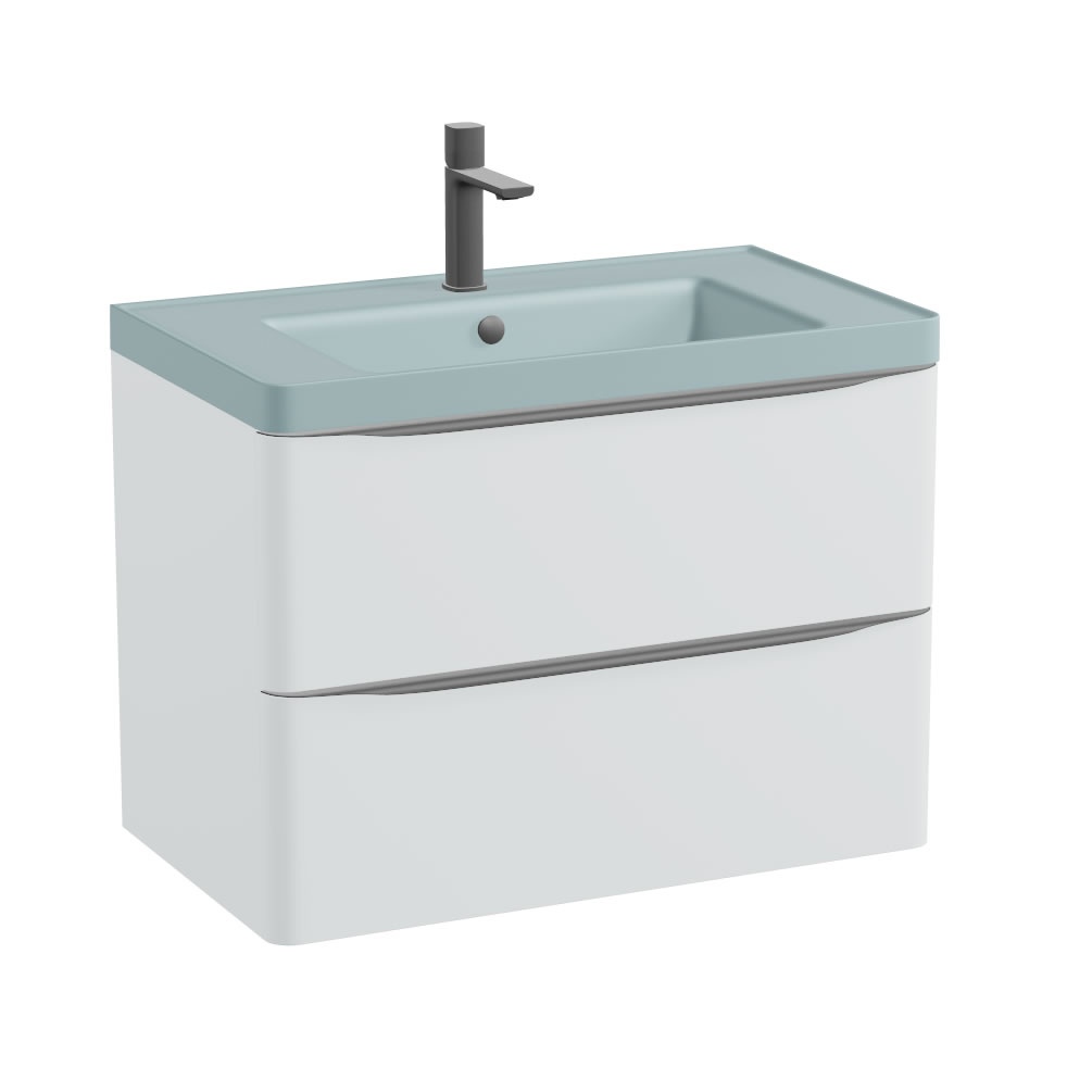 Vado Cameo 800mm Arctic White Wall Mounted Vanity Unit & Cove Blue Basin