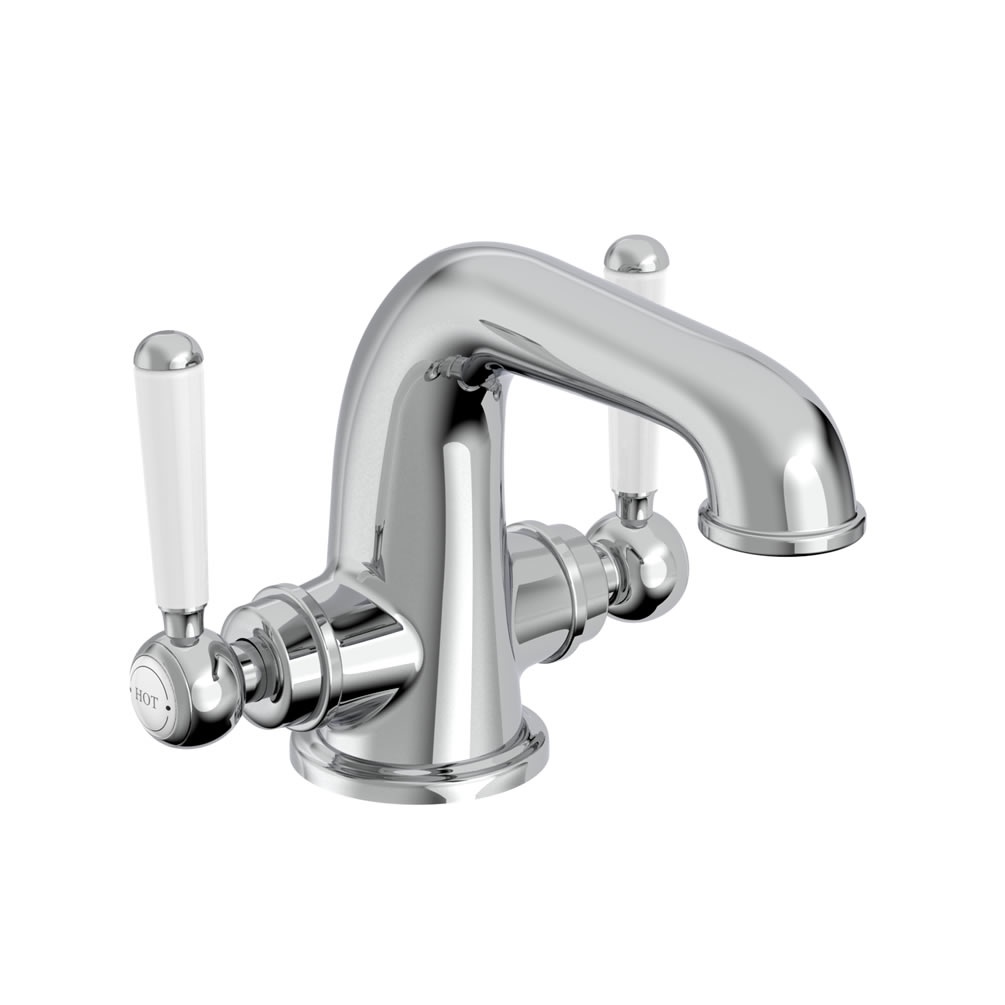 Tavistock Lansdown Chrome Twin Handle Basin Mixer With Click Waste