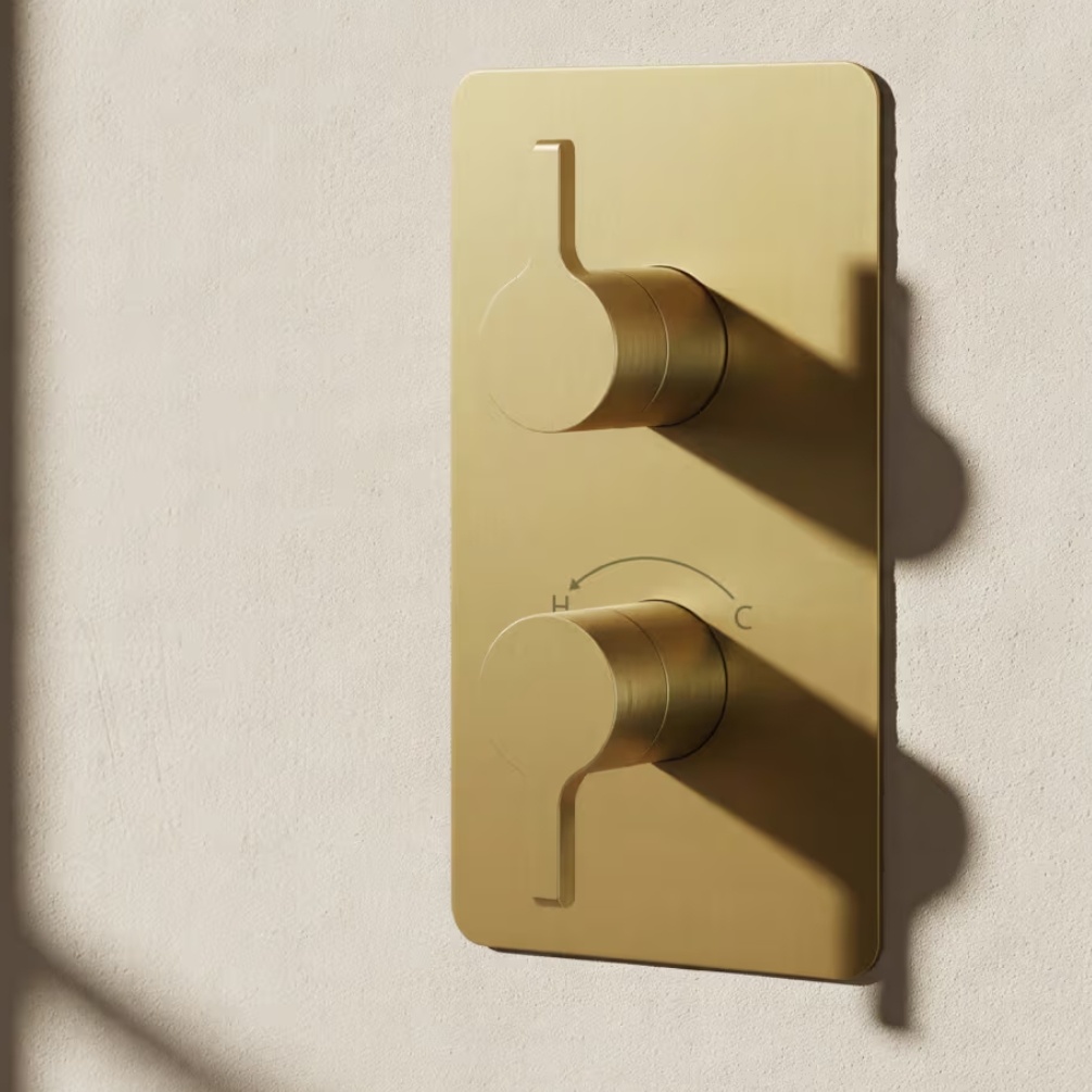 Crosswater Mada Brushed Brass 1 Outlet 2 Handle Shower Valve Lifestyle