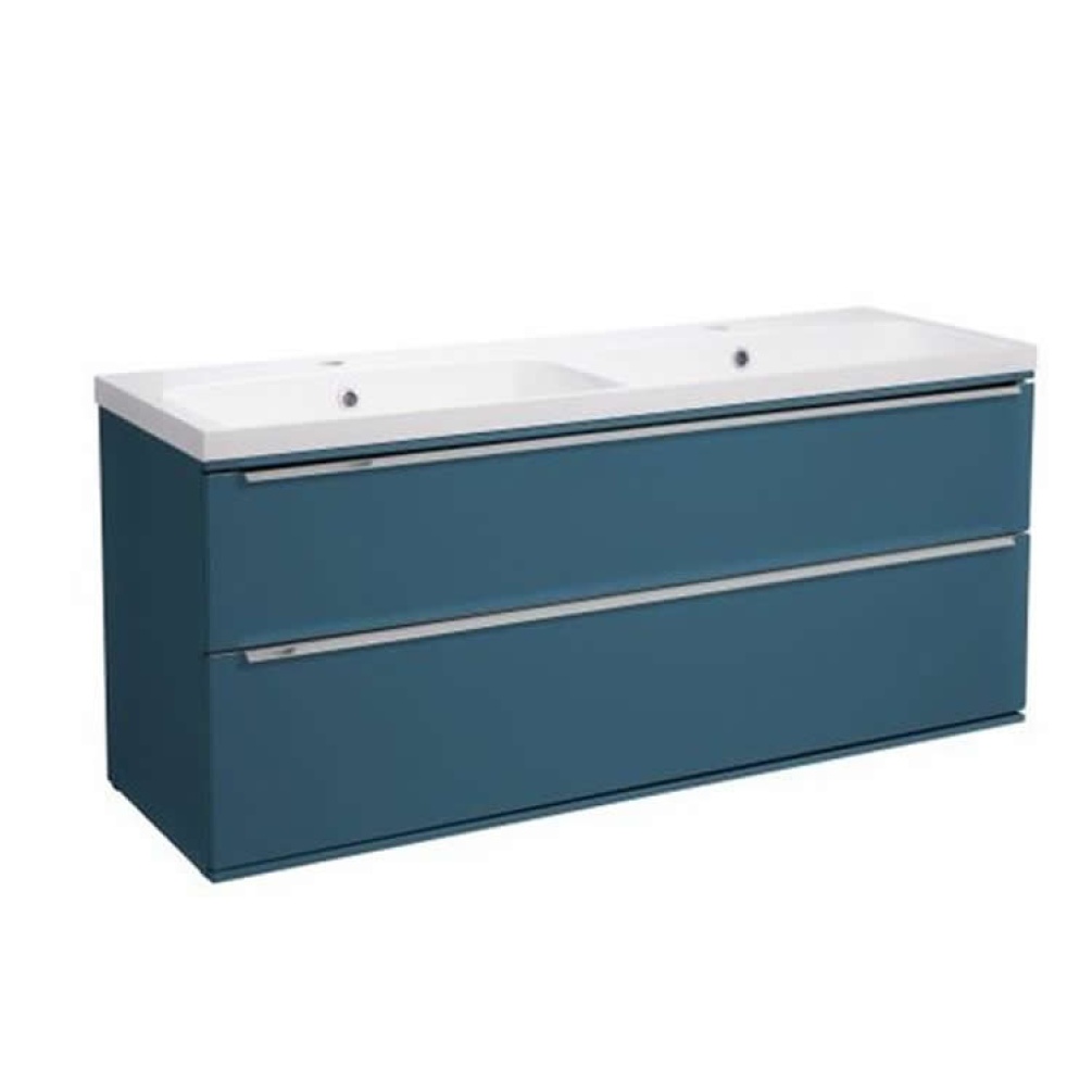 Photo of Roper Rhodes Scheme 1200mm Derwent Blue Wall Mounted Vanity Unit with Double Basin
