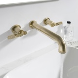 Photo Of Crosswater Union Brushed Brass Wall Mounted 3 Hole Lever Basin Set