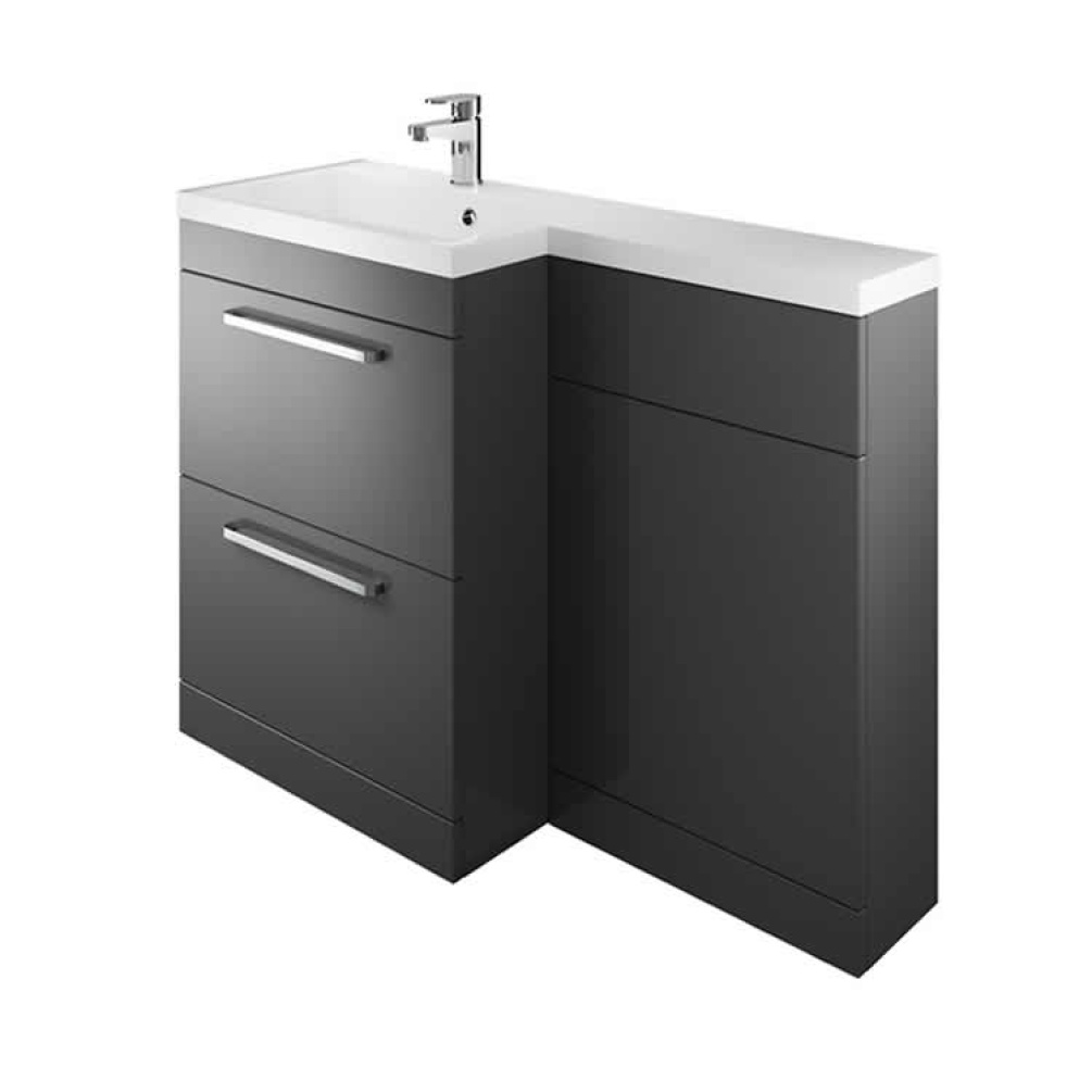 Photo of The White Space Gloss Charcoal L Shaped Unit & Basin Left Hand
