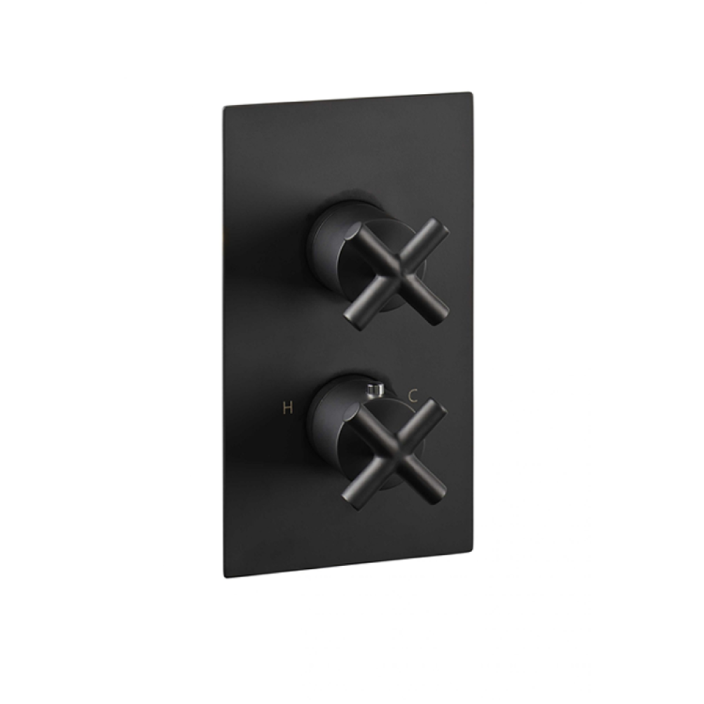 Photo of JTP Solex Matt Black Twin Outlet Concealed Shower Valve Cutout