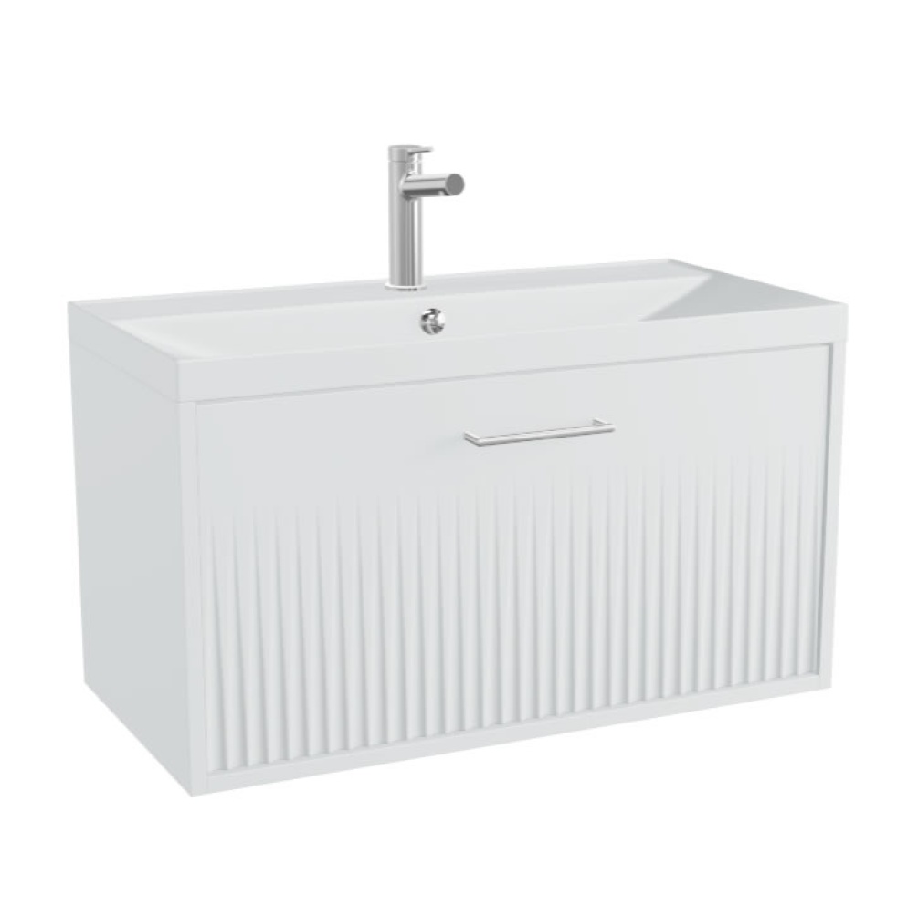 Vado Safari Fluted 800mm Arctic White Wall Hung Vanity Unit & Mineral Basin