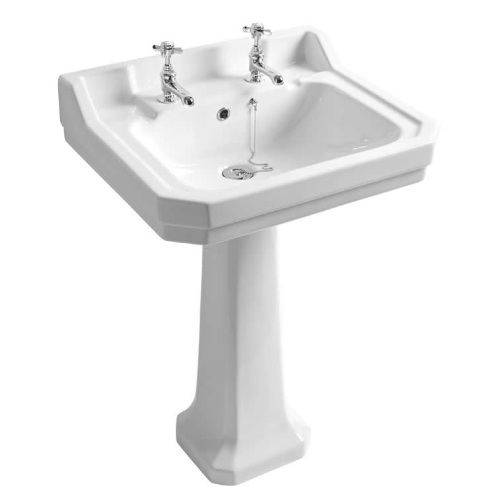 Roper Rhodes Harrow 605mm Basin & Pedestal - 2 Tap Holes