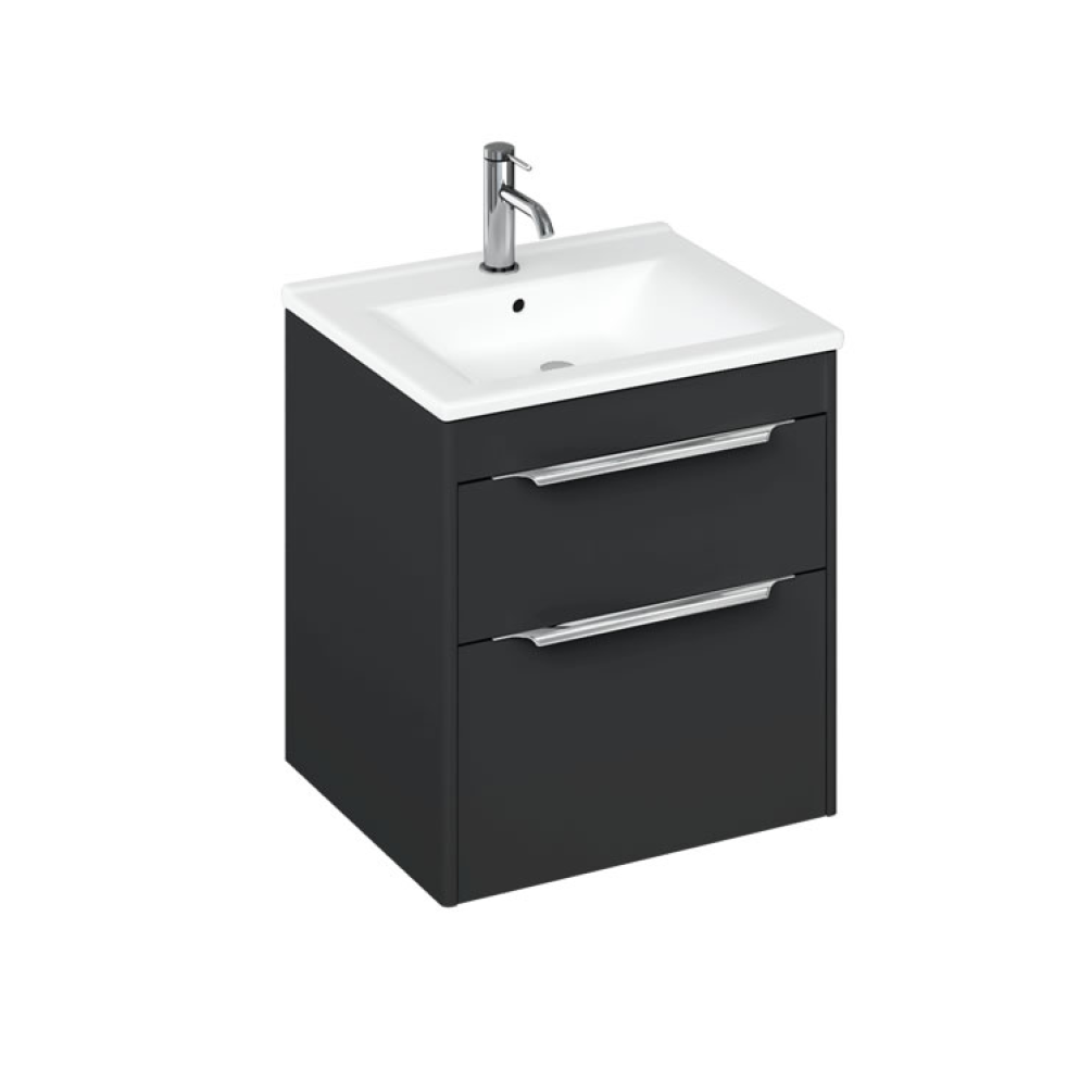 Photo of Britton Bathrooms Shoreditch 550mm Wall Hung Double Drawer Unit & Basin in Matt Grey Cutout