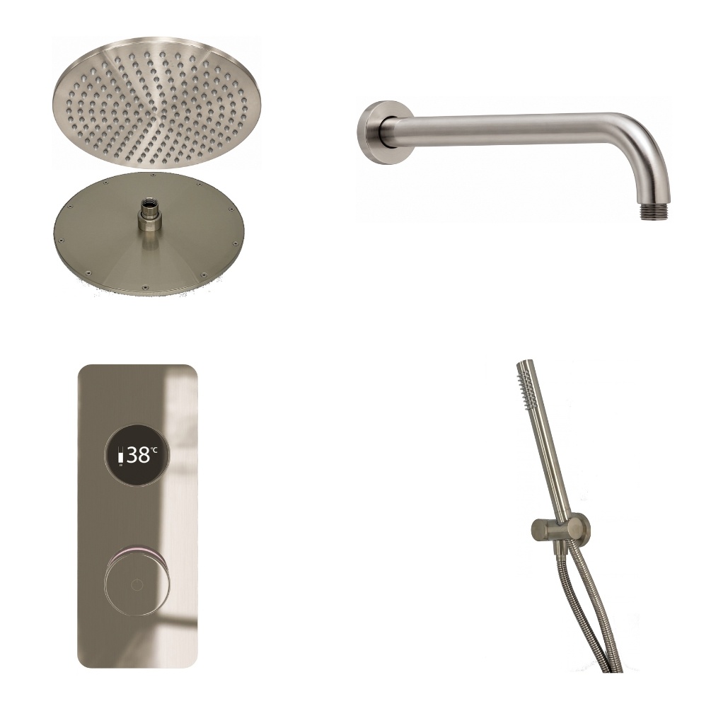 TED TOGO Brushed Nickel Square Valve Wall Arm