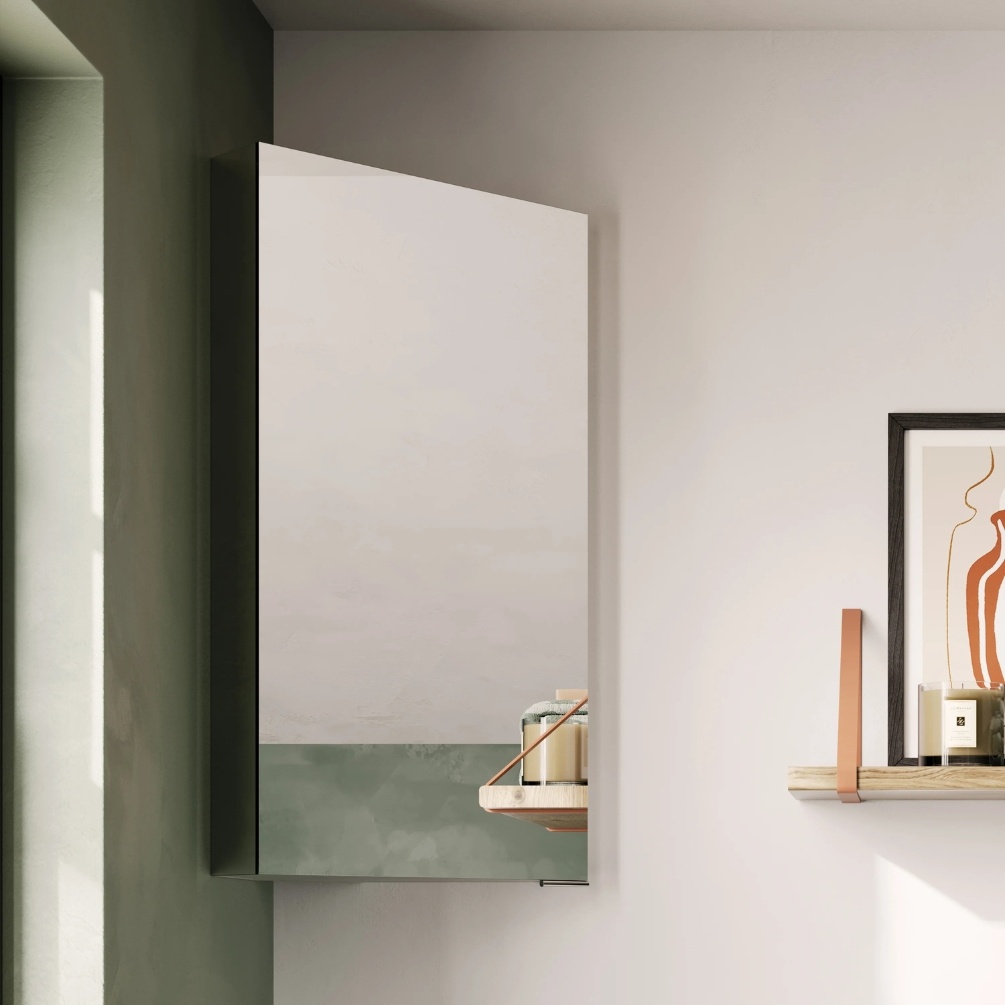 Lifestyle image of the hib. Eris Corner 400mm x 700mm Bathroom Mirror Cabinet