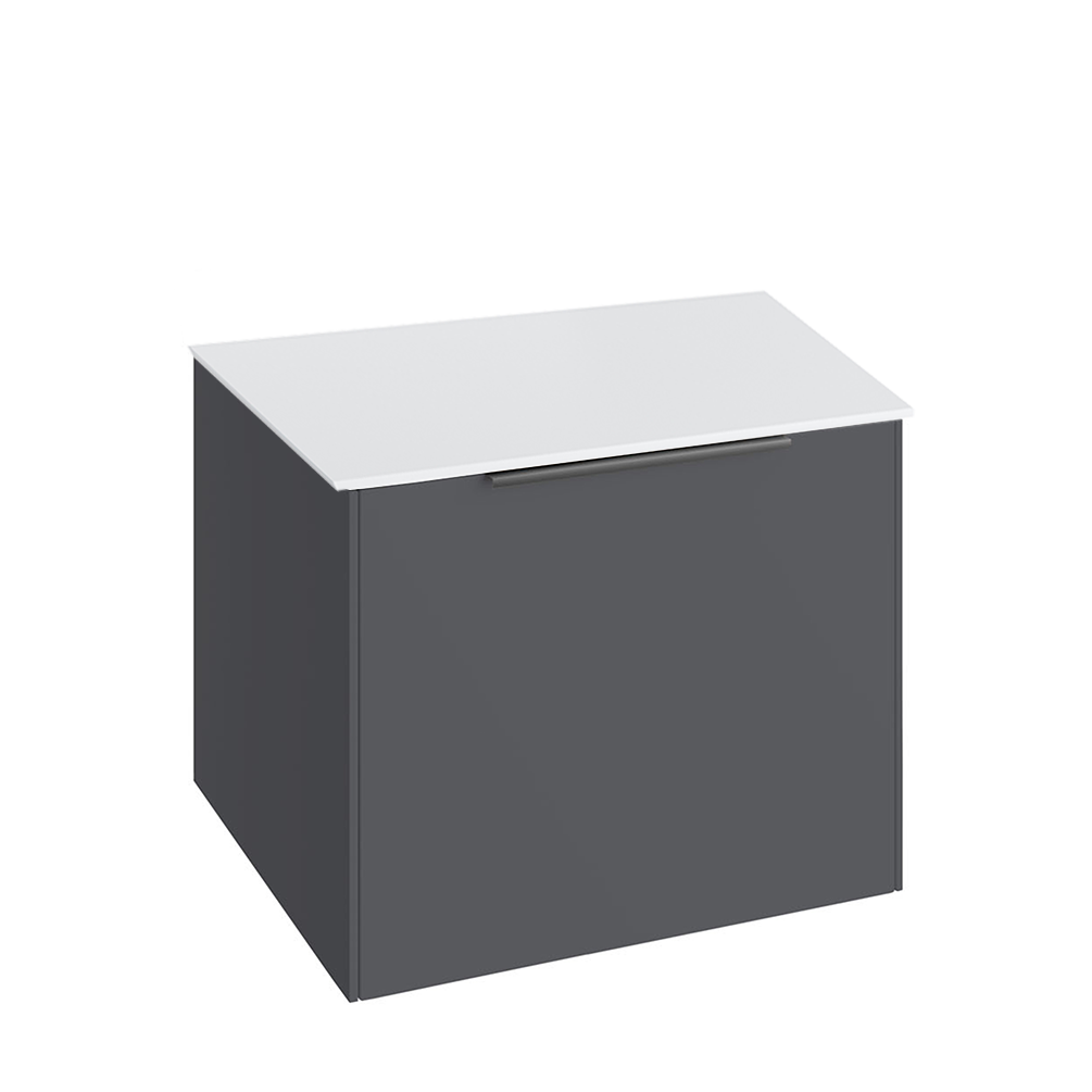 Abacus Concept Sit On Anthracite 600mm Vanity Unit - White Countertop