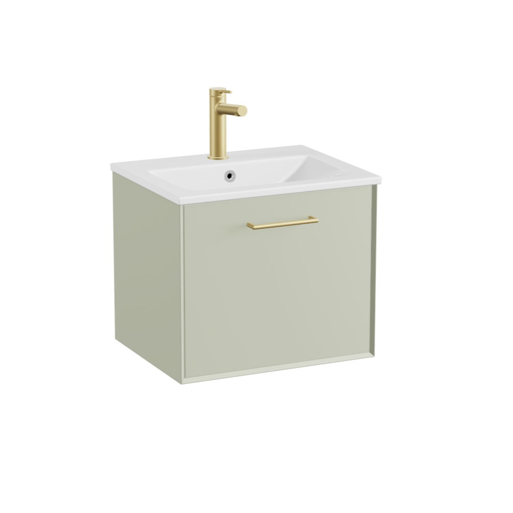 Vado Safari Smooth 500mm Sage Green Wall Hung Vanity Unit & Ceramic Basin