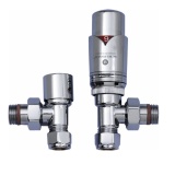 Product cut out image of The Sussex Range by JIS Chrome Angled Thermostatic Radiator Valves (TRVs) - polished or satin chrome - VWATRV
