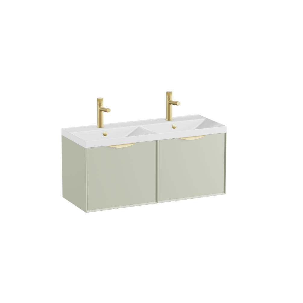 Vado Safari Smooth 1000mm Sage Green Wall Hung Vanity Unit & Gloss Basin
