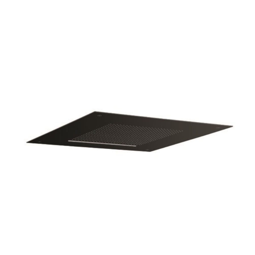 Product Cut out image of the Crosswater Tranquil 500 Matt Black Recessed Shower Head from a low angle