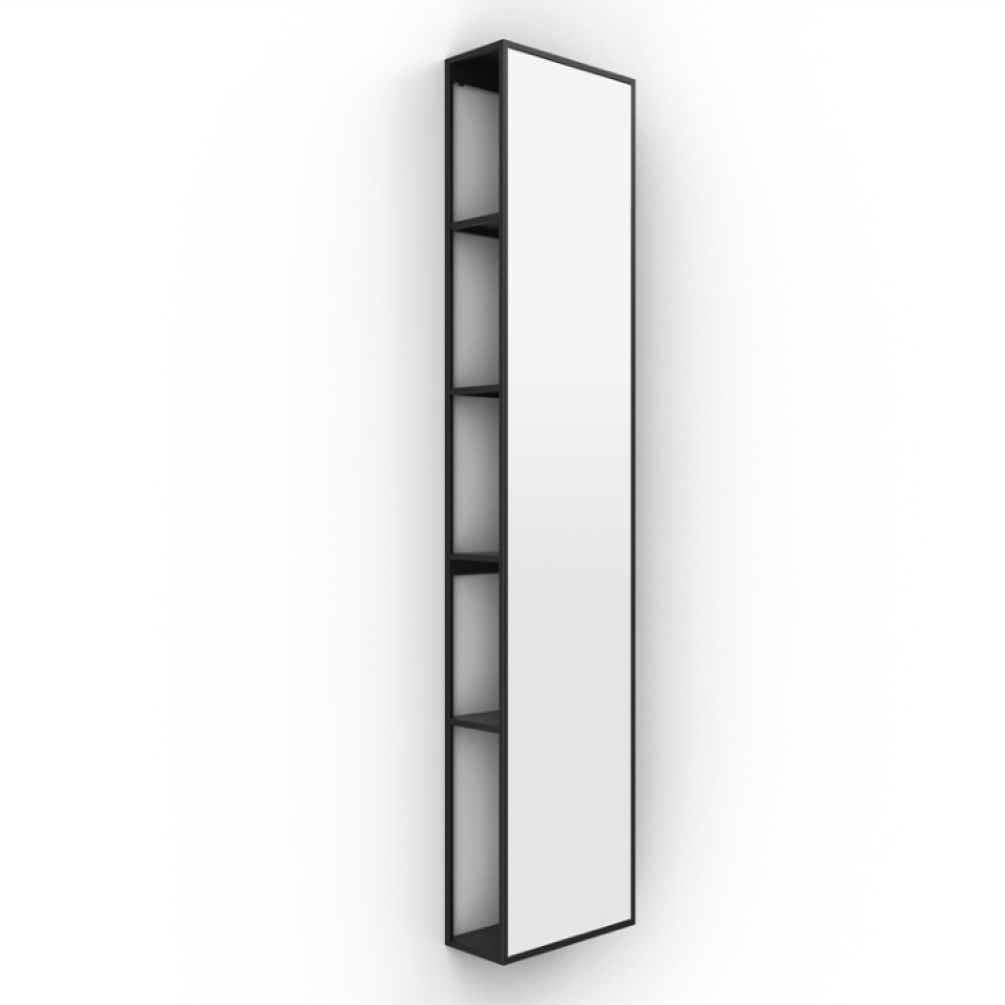 Product Cut out image of the Origins Living Dockside 1400mm Mirror Cabinet with Open Shelving on an angle