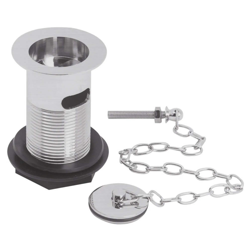 BC Designs Brushed Chrome Plug and Chain Basin Waste Cut Out