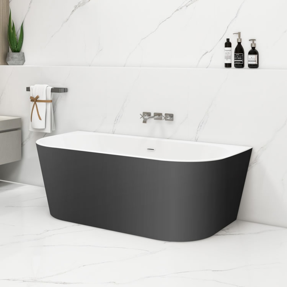 Sanctuary Avoriaz 1700mm Back-to-Wall Freestanding Bath Black