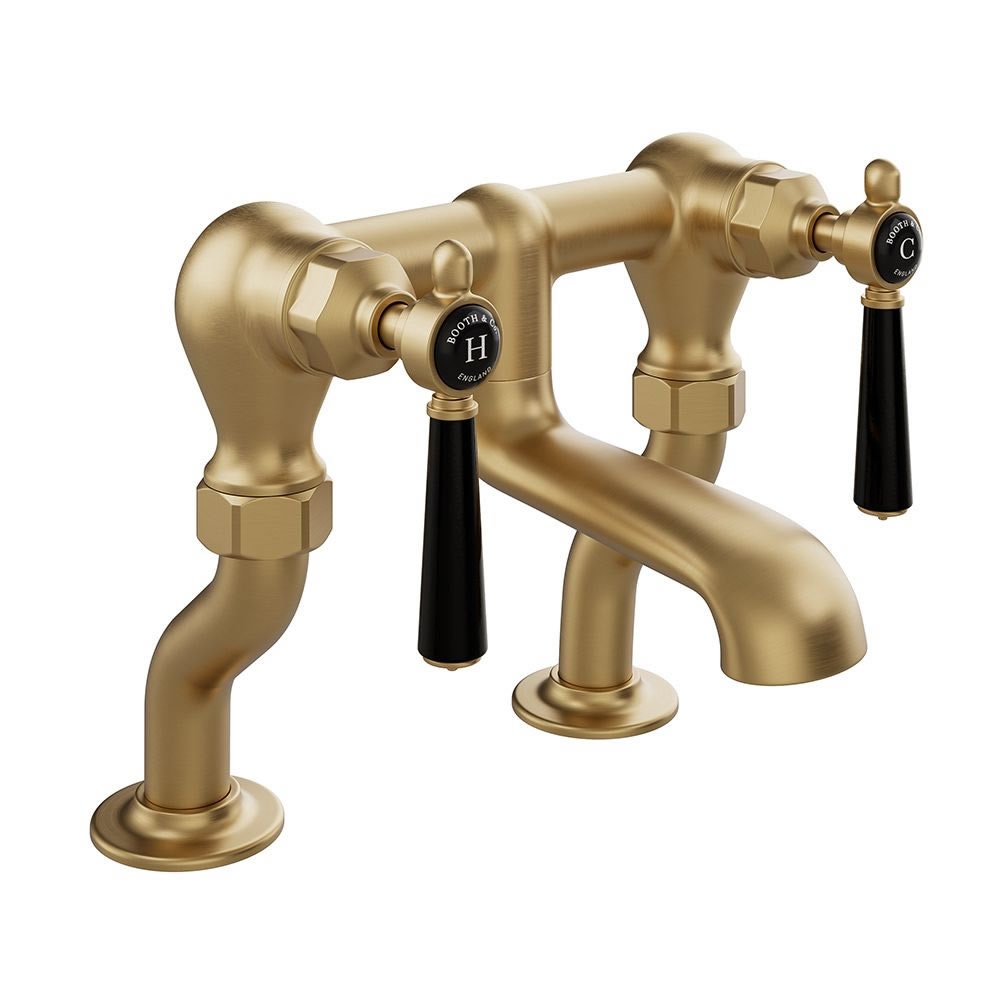 Booth & Co. Axbridge Black Lever Brushed Brass Bath Filler