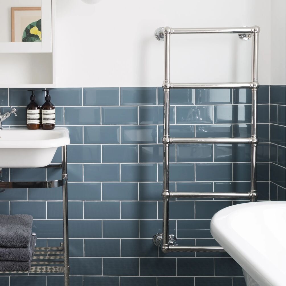 Lifestyle image of the The Sussex Range by JIS Fletching 1185mm x 520mm Polished Stainless Steel Heated Towel Rail