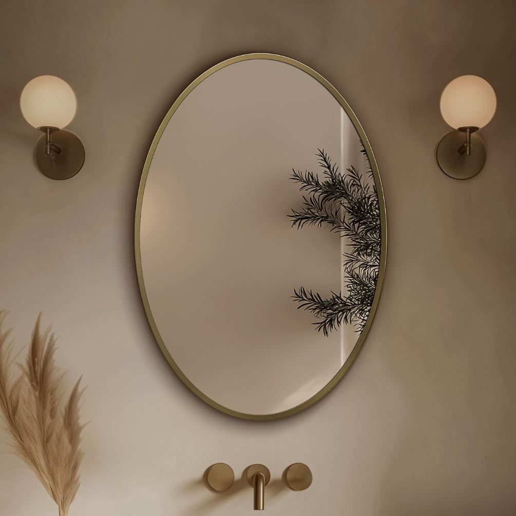 Delphine Oval Mirror 55x80cm - Brushed Brass lifestyle 2