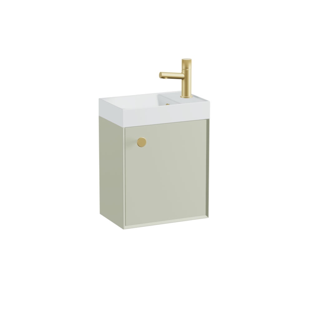 Vado Safari Smooth 400mm Sage Green Vanity Unit & Mineral Basin - Left Pull
