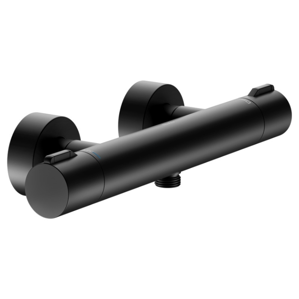 Product Cut out image of Keuco Plan Blue Matt Black Thermostatic Exposed Shower Valve 53926 371001